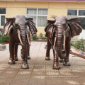 Outdoor life size polish antique golden bronze metal elephant pair sculpture statue